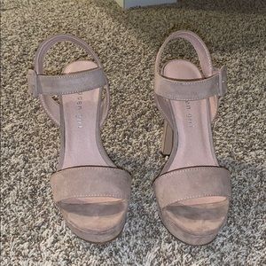 Suede nude heels!